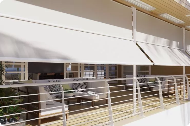 Terrazza con tenda da esterno